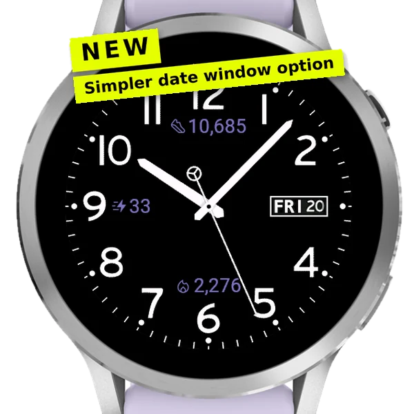 Minimalist Analog Easy Read on a Venu 4. Purple accent, simple date.