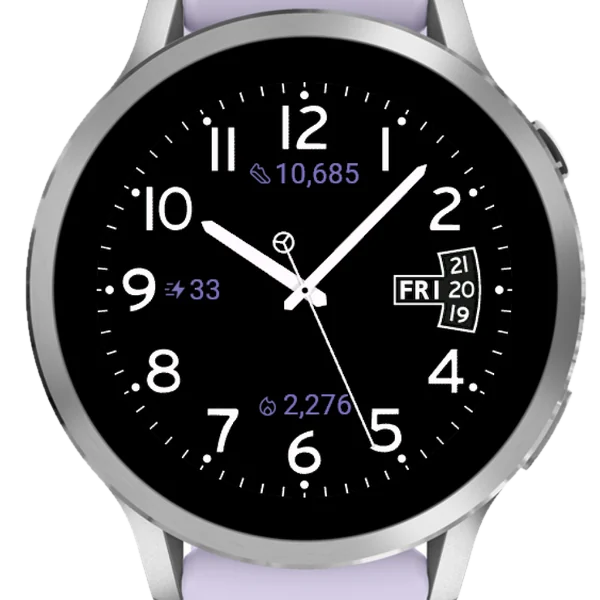 Minimalist Analog Easy Read on a Venu 4. Purple accent.